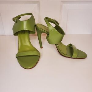 Sergio Zelcer Apple Green Strappy Sandals Womens Size 6.5 Open Toe 4" Heels